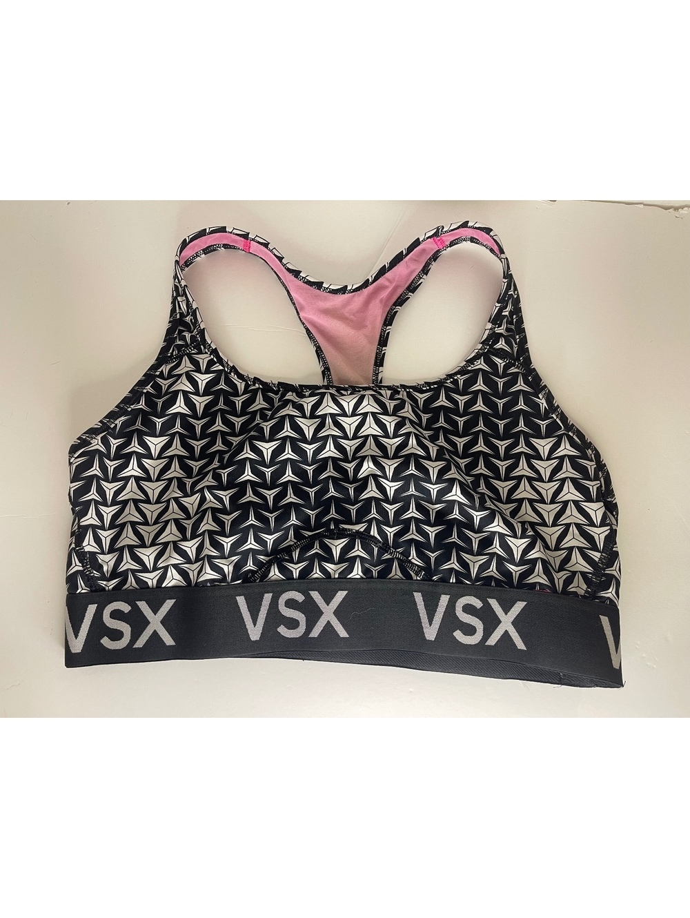 Victoria's Secret VSX Sport Sports Bra Women's XL Racerback Black White Pink